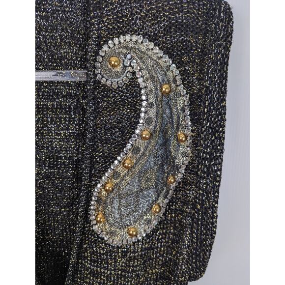 Vintage 80's Gabani Couture Sweater Vest Wool Metallic Paisley Embellishments - Picture 11 of 14